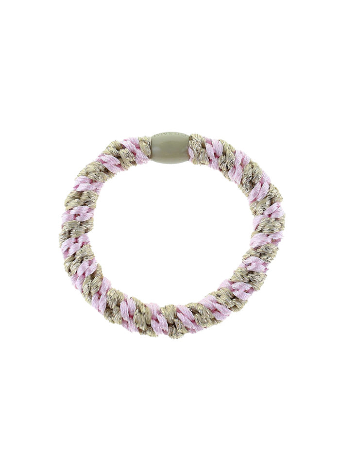 Flettet elastik - rosa/beige