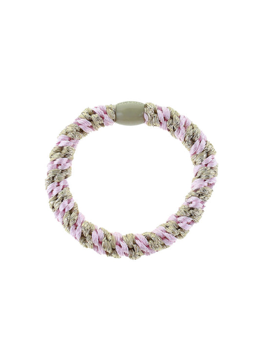 Flettet elastik - rosa/beige